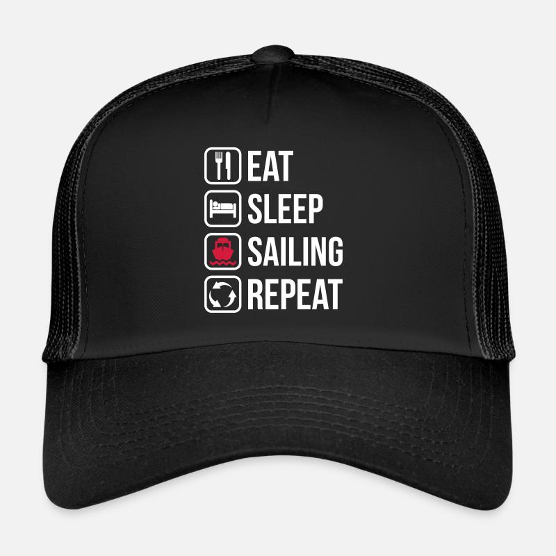 Eat Sleep Sailing Repeat - Trucker Cap - Schwarz/Schwarz