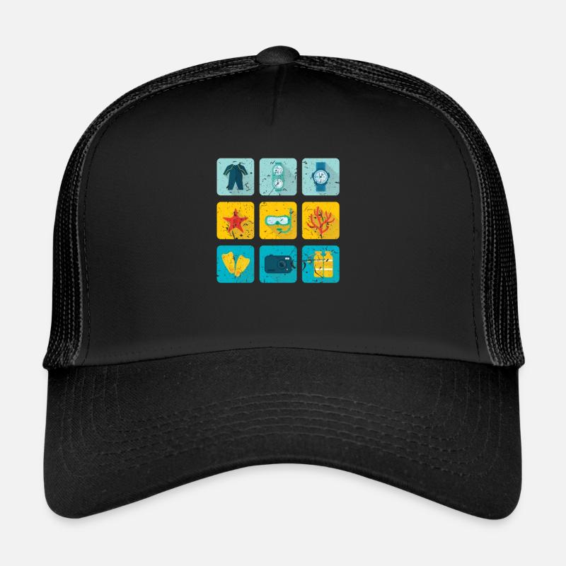plongée - Casquette trucker - noir/noir