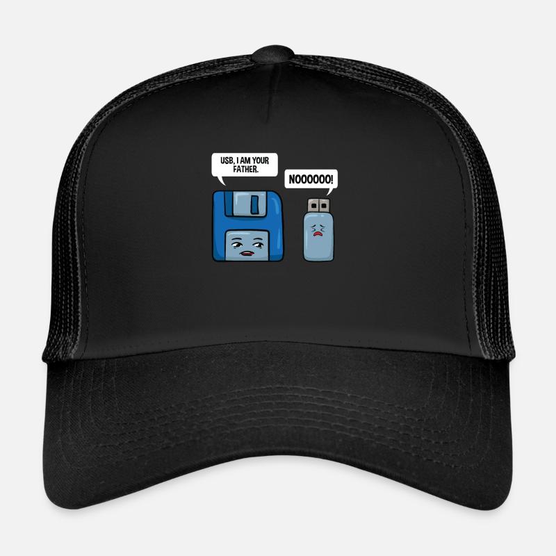 Diskette USB Stick Speicher PC Nerd Geschenk - Trucker Cap - Schwarz/Schwarz