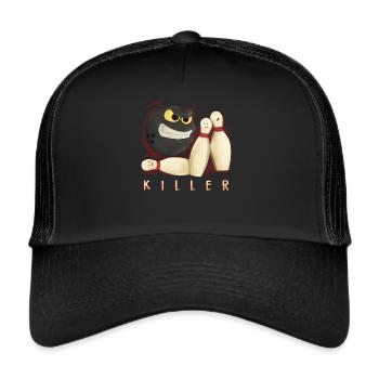 Bowling Bowler Bowlingkugel Pins Strike Geschenk - Trucker Cap - Schwarz/Schwarz - Vorne