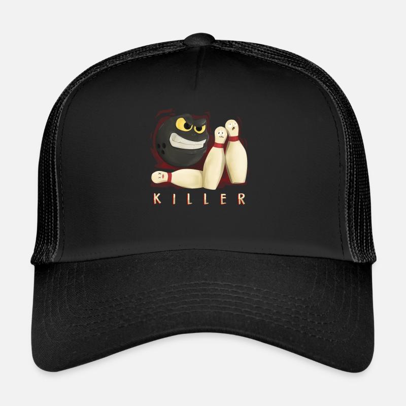 Bowling Bowler Bowlingkugel Pins Strike Geschenk - Trucker Cap - Schwarz/Schwarz