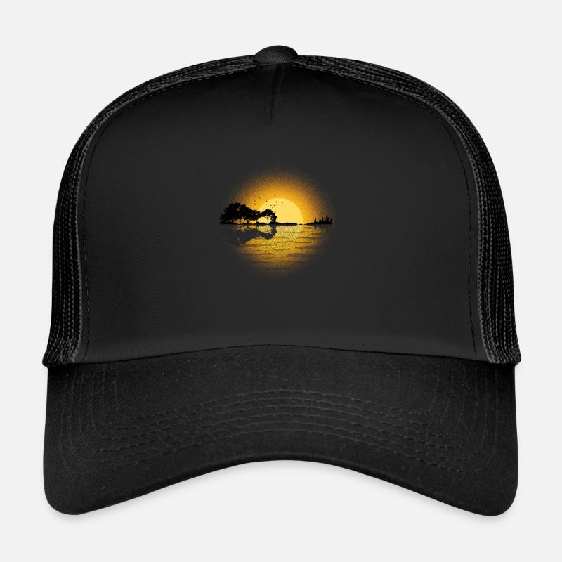 Sunset Guitar Electric Guitar Gift - Trucker Cap - black/black