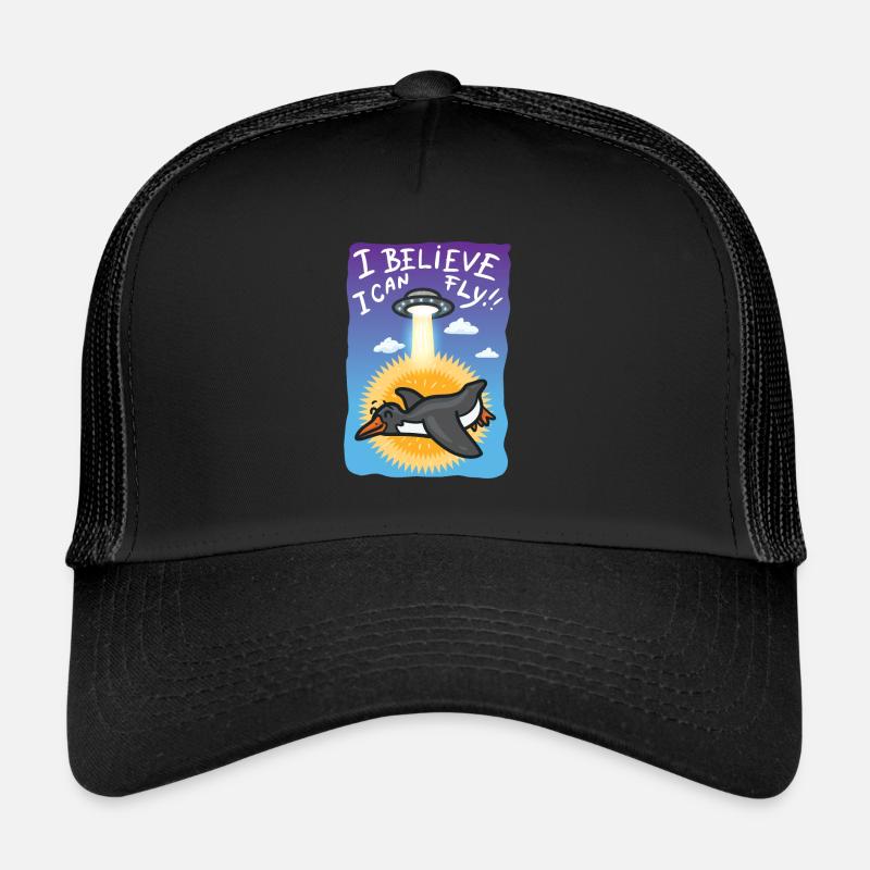 I Believe I Can Fly Pinguin Alien UFO Trucker Cap