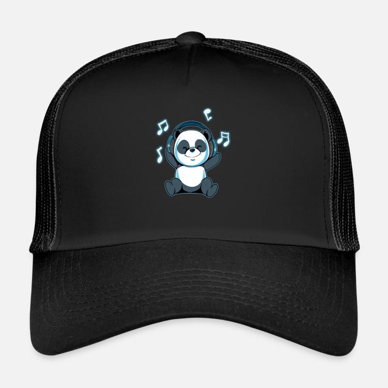 Panda Music Playlist Headphone Melody Gift Trucker Cap