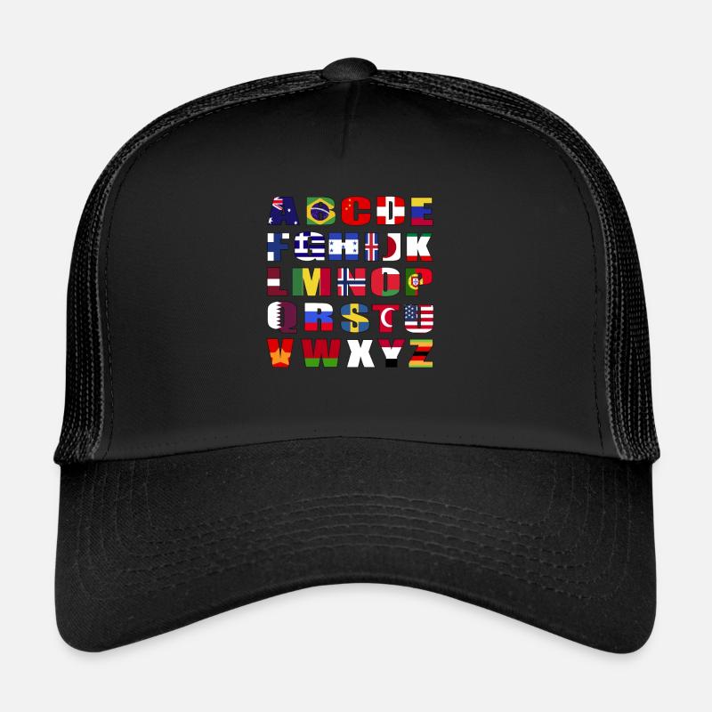 Pays Drapeaux Alphabet Casquette trucker 
