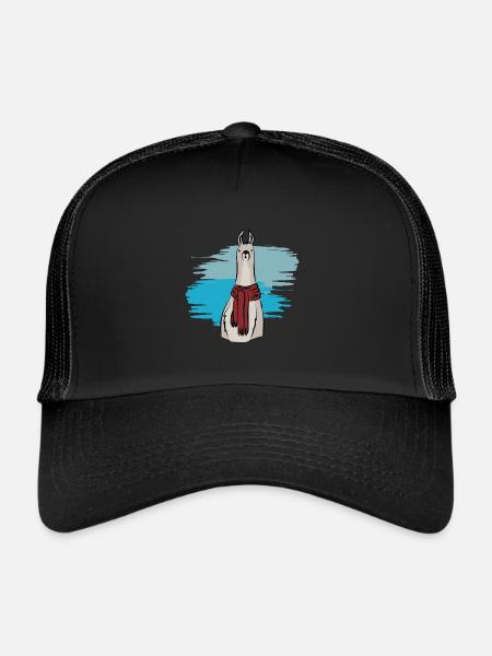 Funny Llama Llama Alpaca t-shirt gift ideas - Trucker Cap - black/black - Front