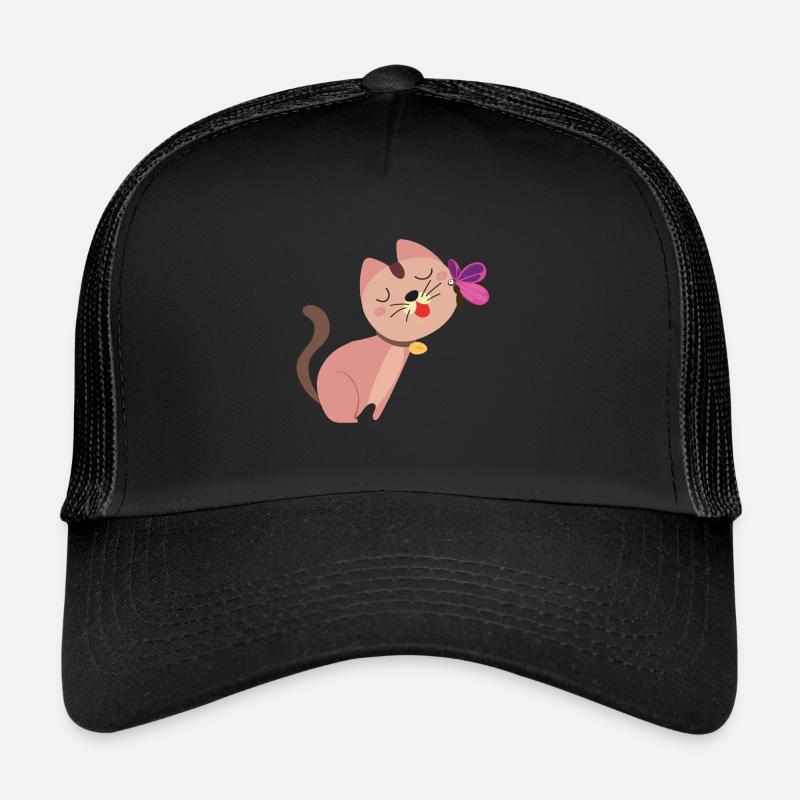 chat mignon avec papillon Casquette trucker 