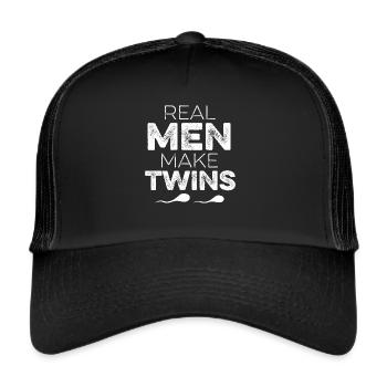 Real Men Make Twins Zwillinge Papa Geschenk Mann - Trucker Cap - Schwarz/Schwarz - Vorne
