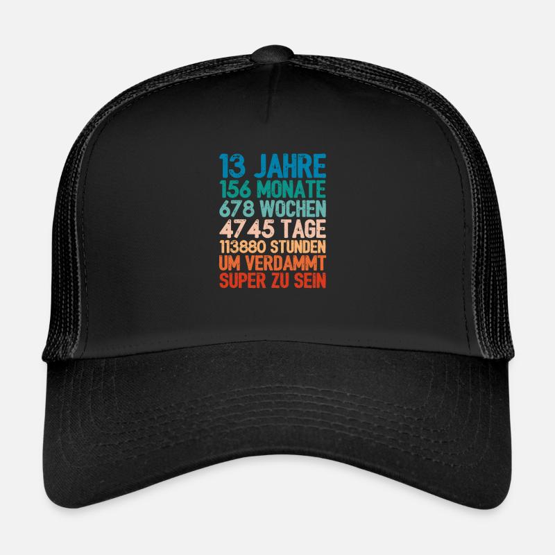 Geburtstagsgeschenk Für 13 Jährige 13. Geburtstag - Trucker Cap - Schwarz/Schwarz