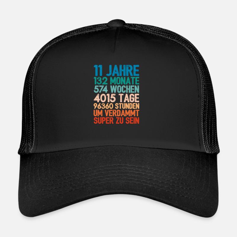 Geburtstagsgeschenk Für 11 Jährige 11. Geburtstag - Trucker Cap - Schwarz/Schwarz