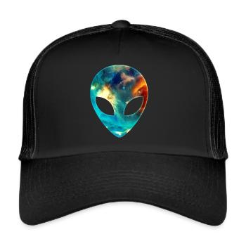 Alien, Tête, Emoji, Style Galaxy - Casquette trucker  - noir/noir - Devant