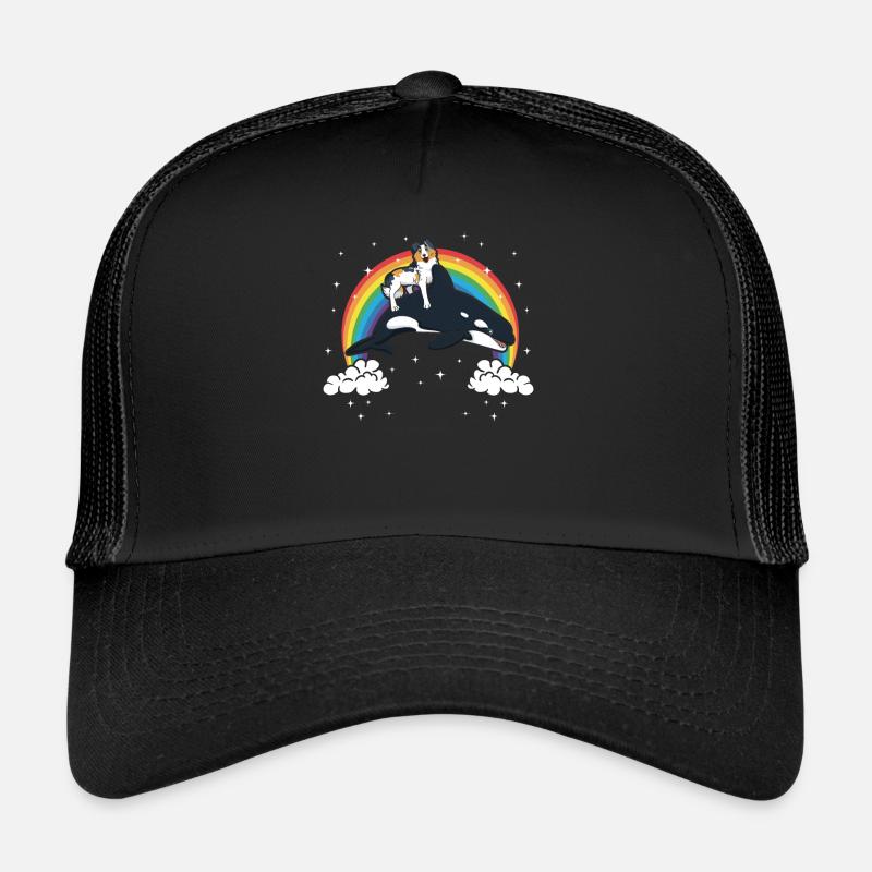 Australian Shepherd Hund Orca Wal Geschenk - Trucker Cap - Schwarz/Schwarz