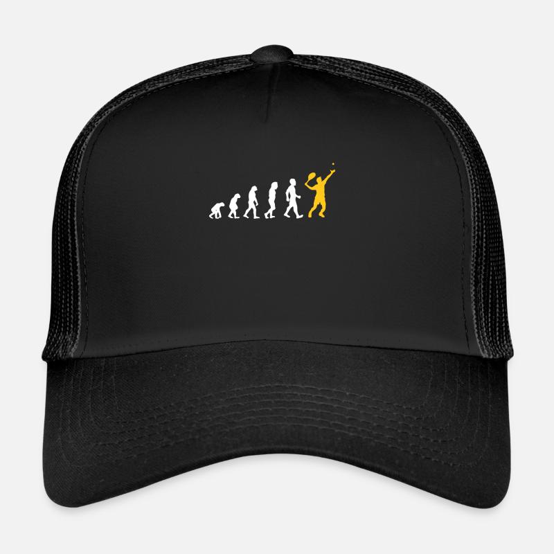 Evolution von einem Höhlenmensch zu Tennis Spieler - Trucker Cap - Schwarz/Schwarz