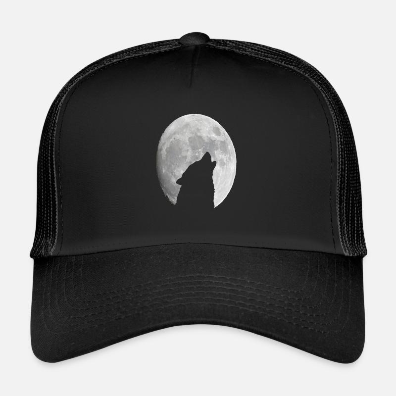 Wild Wolf Howling At The Full Moon - Trucker Cap - black/black