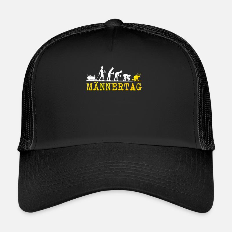 Maennertag Herrentag Evolution Biertrinken - Trucker Cap - Schwarz/Schwarz