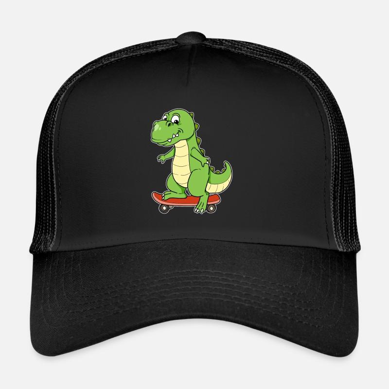 Dino Dinosaurier Skateboard T-Rex Skater Board - Trucker Cap - Schwarz/Schwarz
