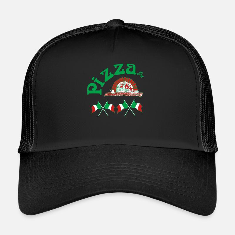 Pizza Pizzabäcker Pizzaschachtel Lustig Geschenk - Trucker Cap - Schwarz/Schwarz