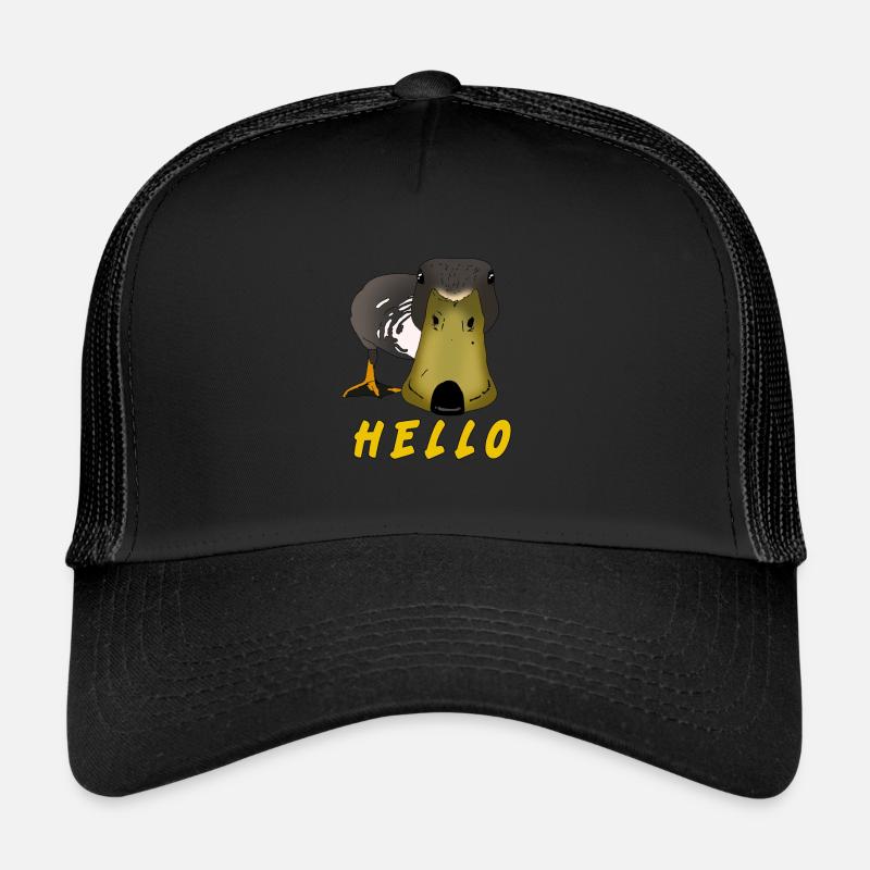 funny duck say hello gift idea chick Trucker Cap