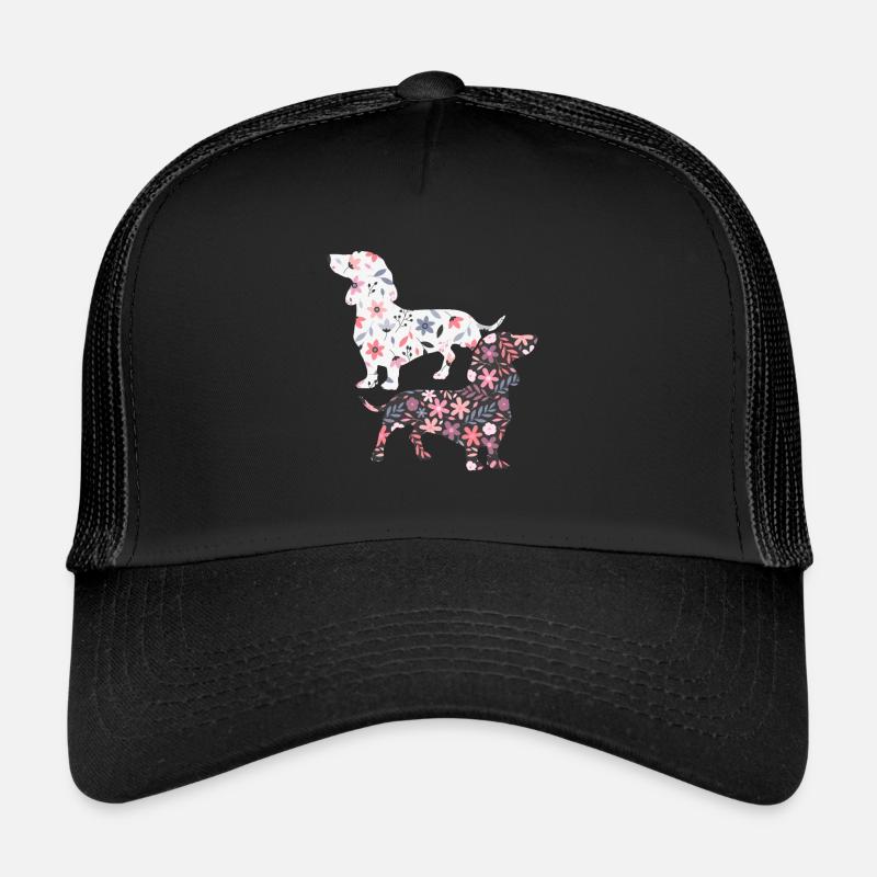 Chien de teckel - Casquette trucker  - noir/noir
