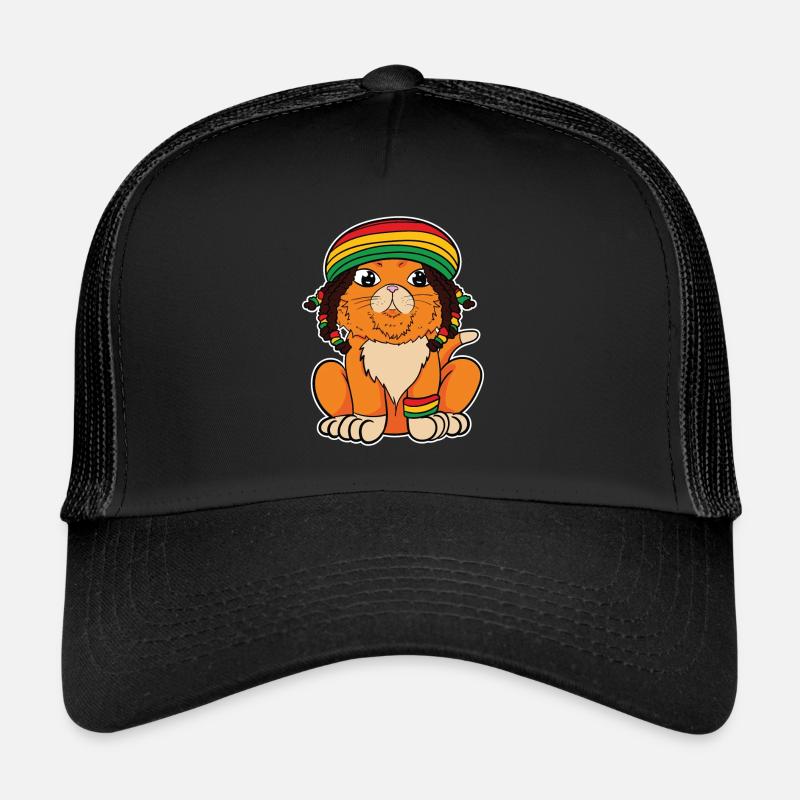 Reggae Rasta Rastafari Jamaica Katze Cat Geschenk Trucker Cap