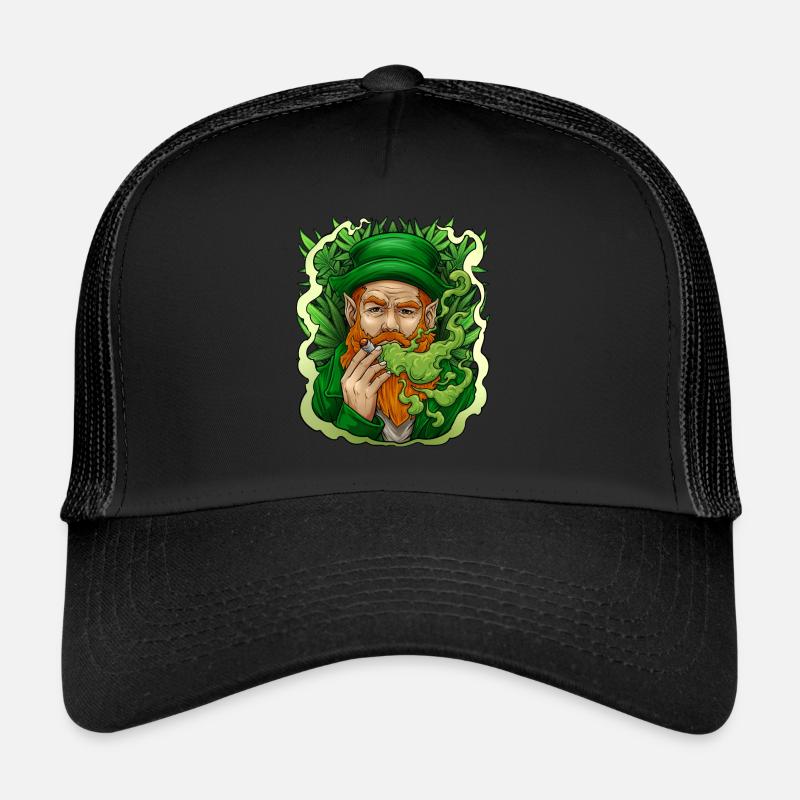 Kobold-rauchender Unkraut-St Patrick Tag lustig Trucker Cap