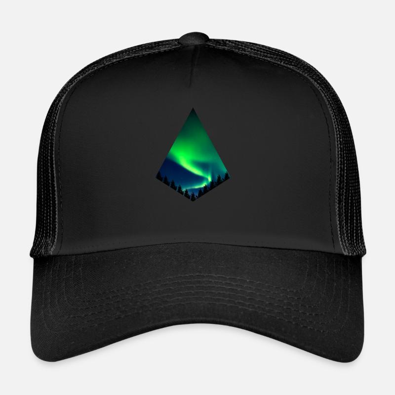 Aurora Borealis - Polarlichter - Trucker Cap - Schwarz/Schwarz
