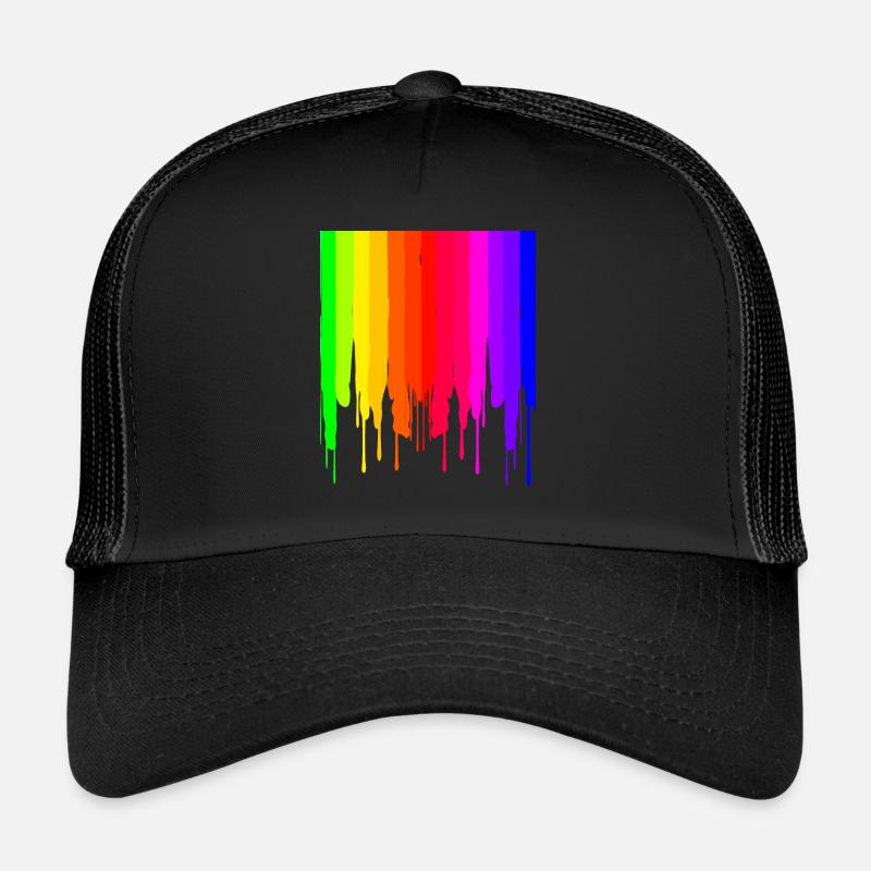LGBTQ tropfender Regenbogen - Trucker Cap - Schwarz/Schwarz