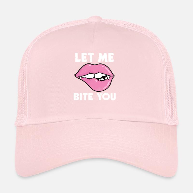 Halloween vampire biting mouth gift lips Trucker Cap