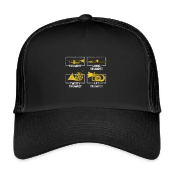 Trompete Blasinstrument - Trucker Cap - Schwarz/Schwarz - Vorne