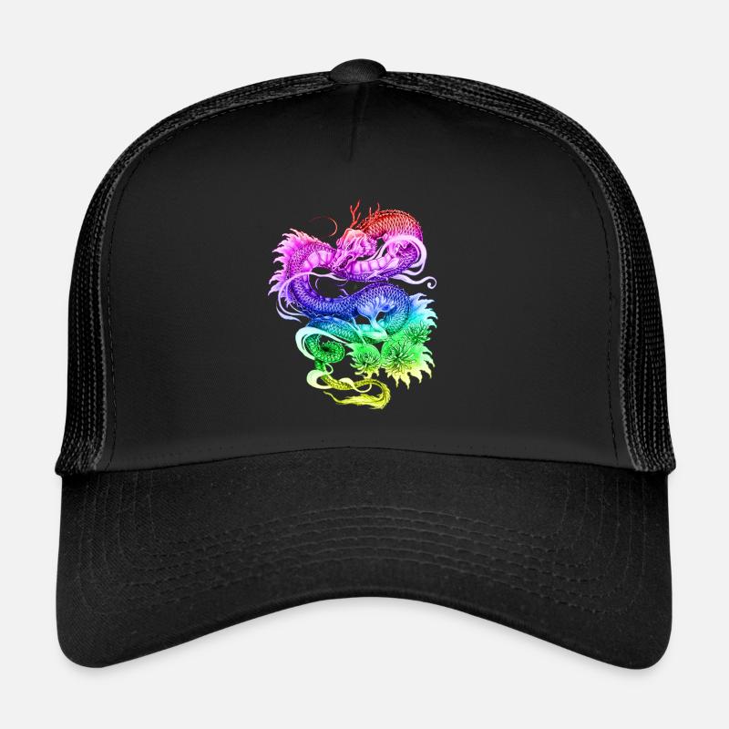 Dragon - Drachen Drache design fancy - Trucker Cap - Schwarz/Schwarz