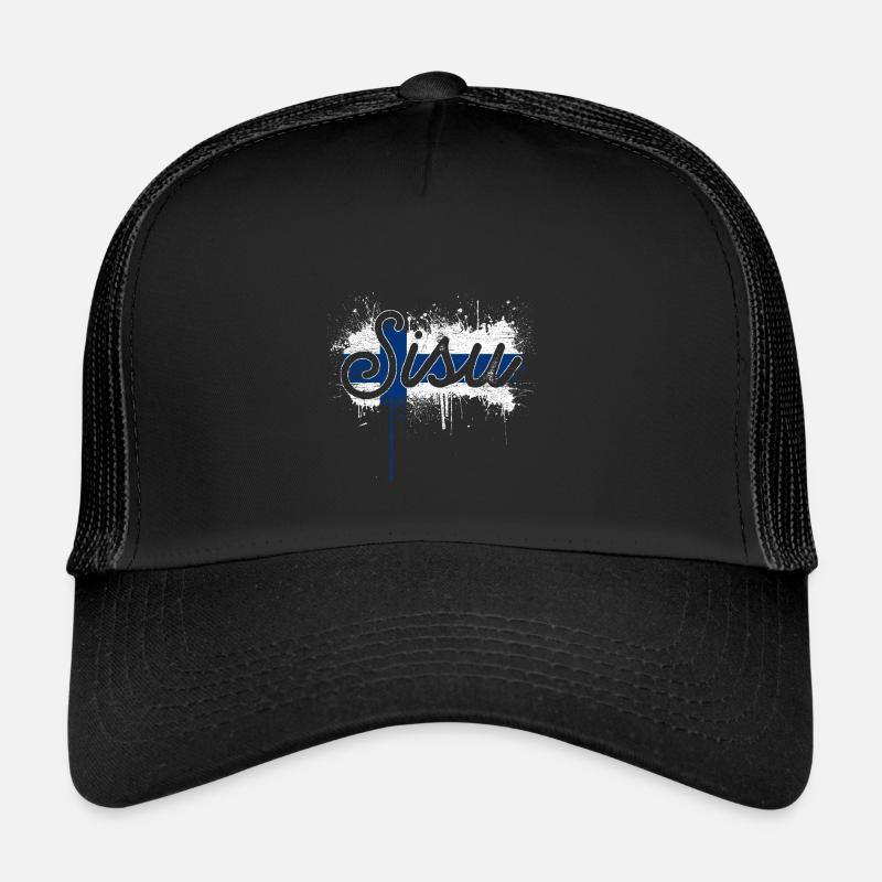Finnland Flagge - Trucker Cap - Schwarz/Schwarz