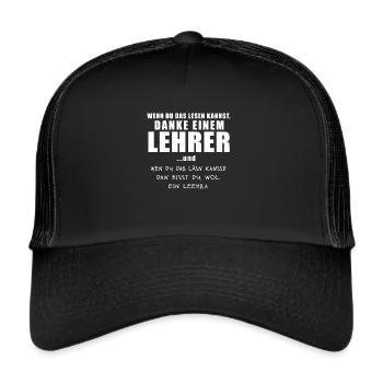 Lehrer Rechtschreibung Deutschlehrer Schule Fehler - Trucker Cap - Schwarz/Schwarz - Vorne