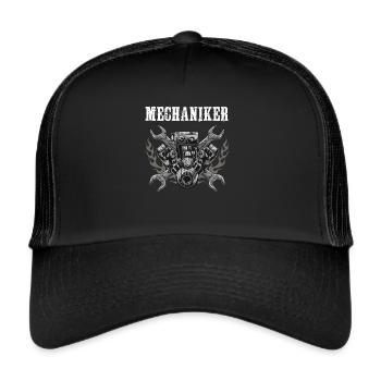 Mechaniker Tuner Auto Werkstatt Tuning Sprüche - Trucker Cap - Schwarz/Schwarz - Vorne