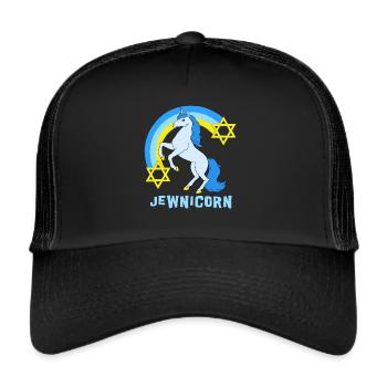 Judaïsme Licorne Davidstern Juif Juif - Casquette trucker  - noir/noir - Devant