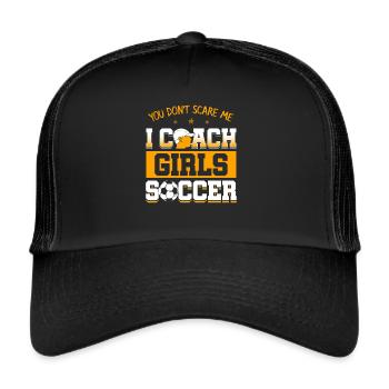 Fussballtrainer Frauenfussball Lustig Geschenk - Trucker Cap - Schwarz/Schwarz - Vorne