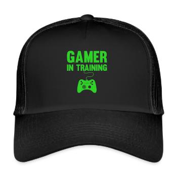 Gamer In Training, Gamer Gift, Video Game, Gaming - Trucker Cap - black/black - Front