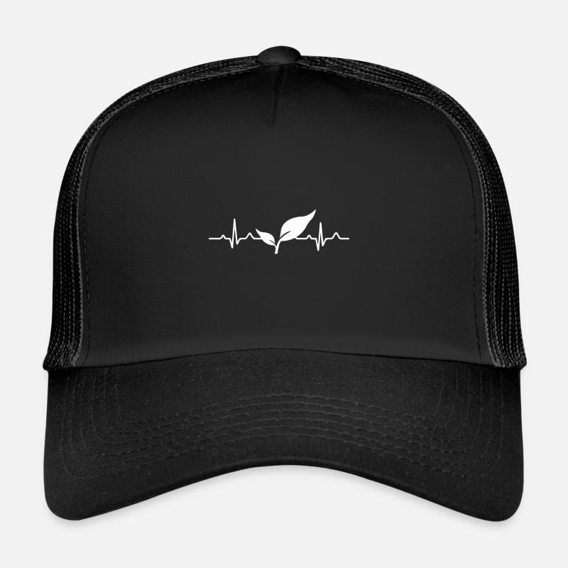 Veganer Puls Herz - Trucker Cap - Schwarz/Schwarz