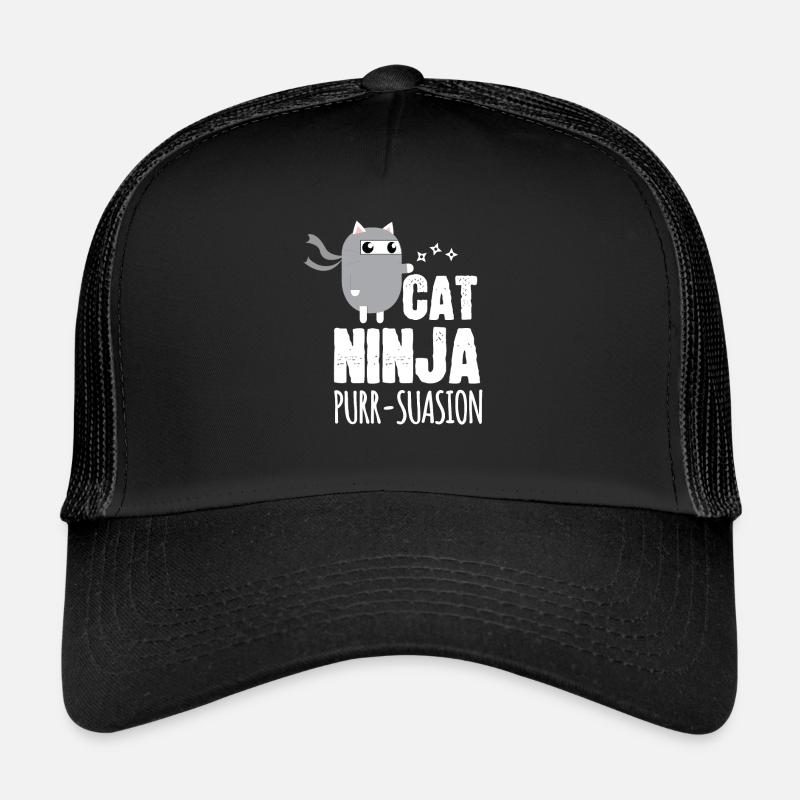 Funny Cat Ninja Purr Suasion Ninja Lovers gift Trucker Cap