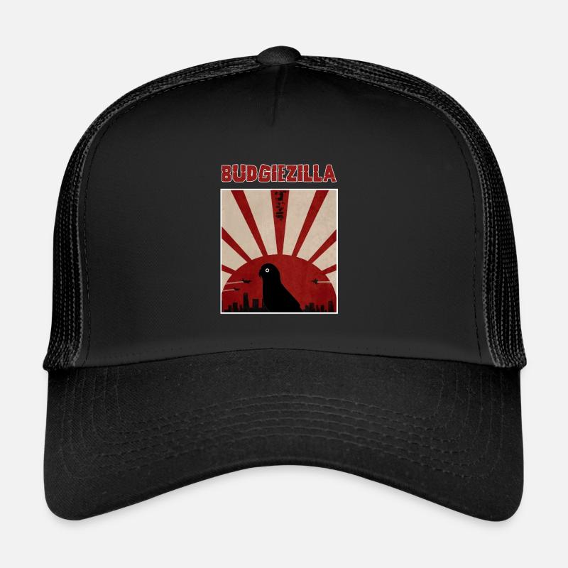Parakeet Budgerigar Budgie design - Trucker Cap - black/black
