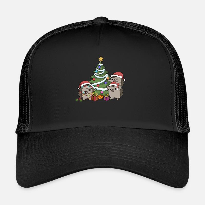 Christmas Hedgehog Christmas Tree Decorate Advent Trucker Cap