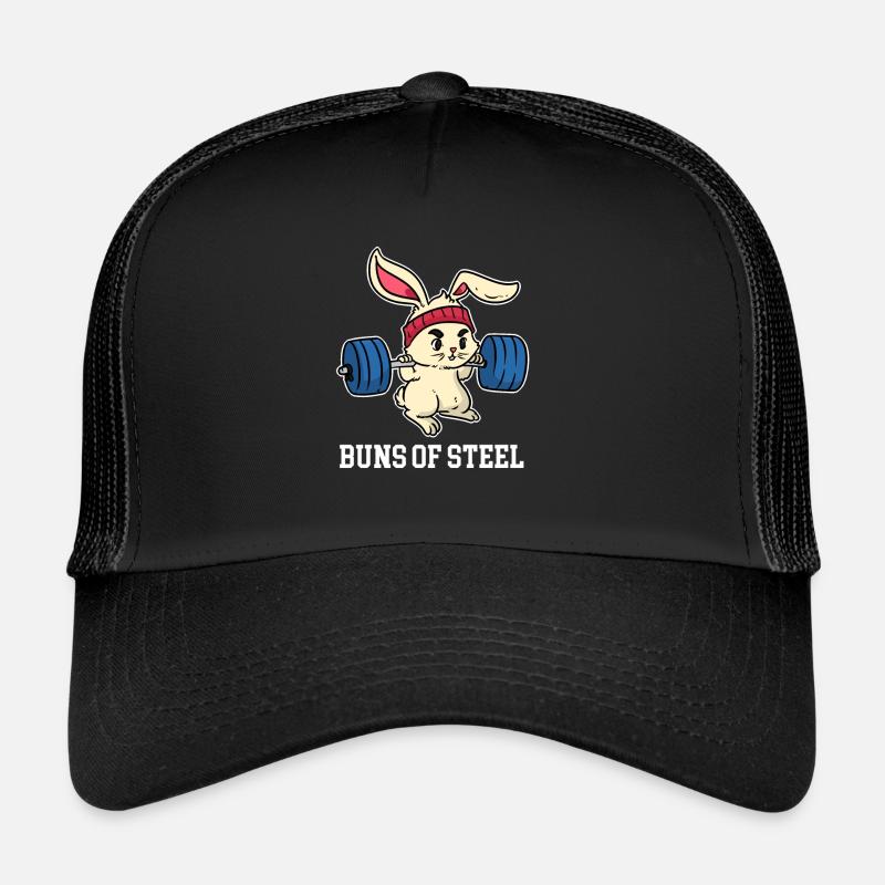 Brioches de lapin en acier avec haltère sur l'exercice - Casquette trucker - noir/noir