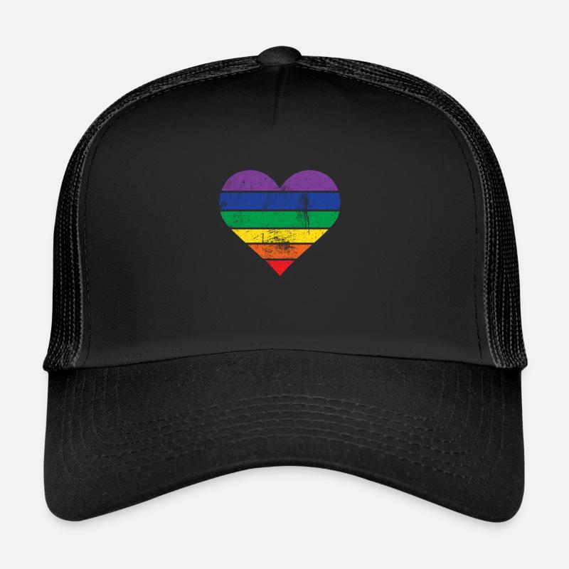 Herz Regenbogen - Trucker Cap - Schwarz/Schwarz