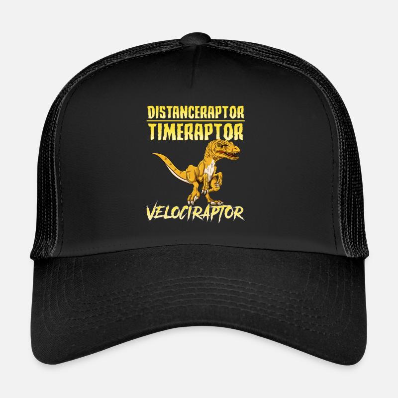 Distanceraptor / Timeraptor = Velociraptor Pun - Trucker Cap - Schwarz/Schwarz