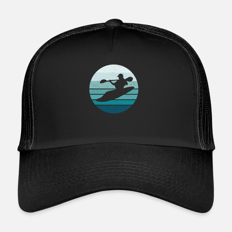 Whitewater Kayak Kayaking Retro Style - Trucker Cap - Schwarz/Schwarz