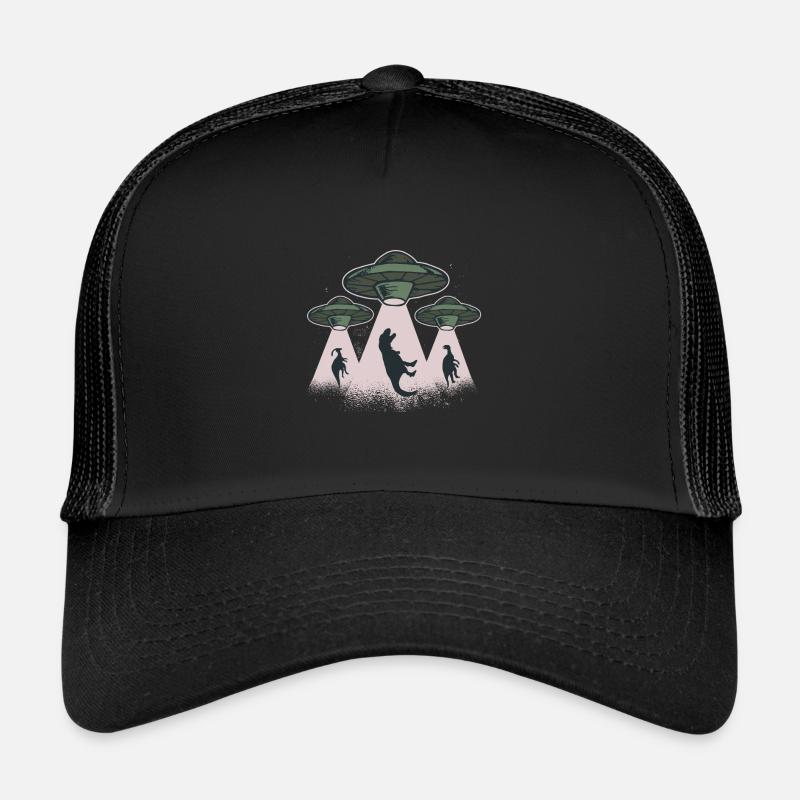 Cadeau drôle de conception d'enlèvement d'Alien Dino - Casquette trucker  - noir/noir