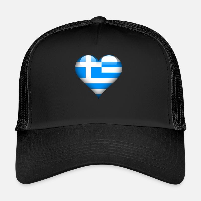 Drapeau de la Grèce coeur grec Casquette trucker 