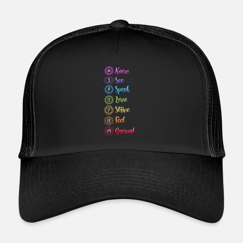Sieben Chakra Om - Trucker Cap - Schwarz/Schwarz