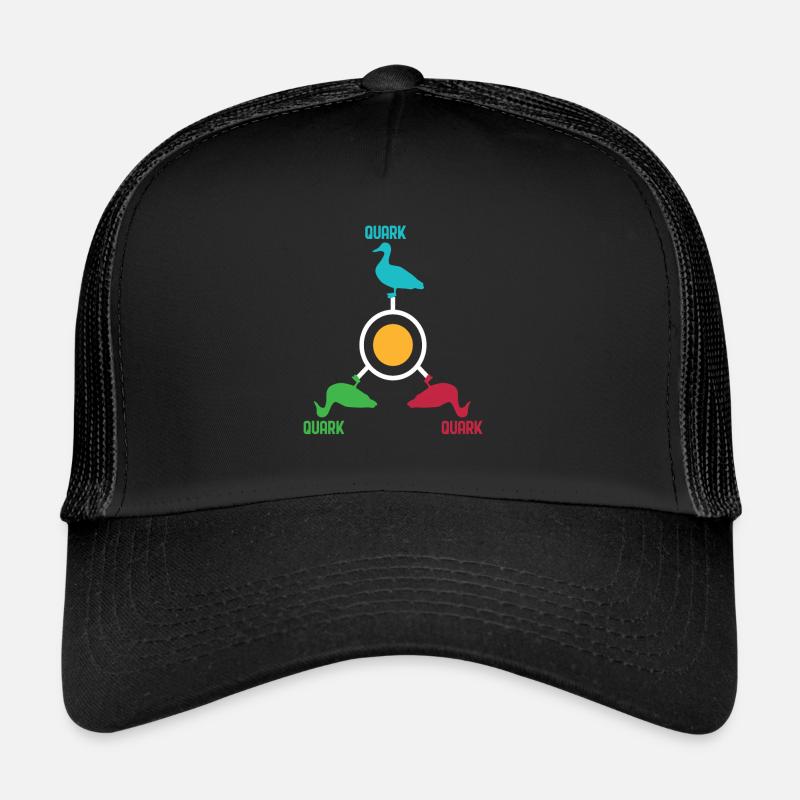 Lustiges Orbiting Quarks Duck Pun Quark Geschenk - Trucker Cap - Schwarz/Schwarz