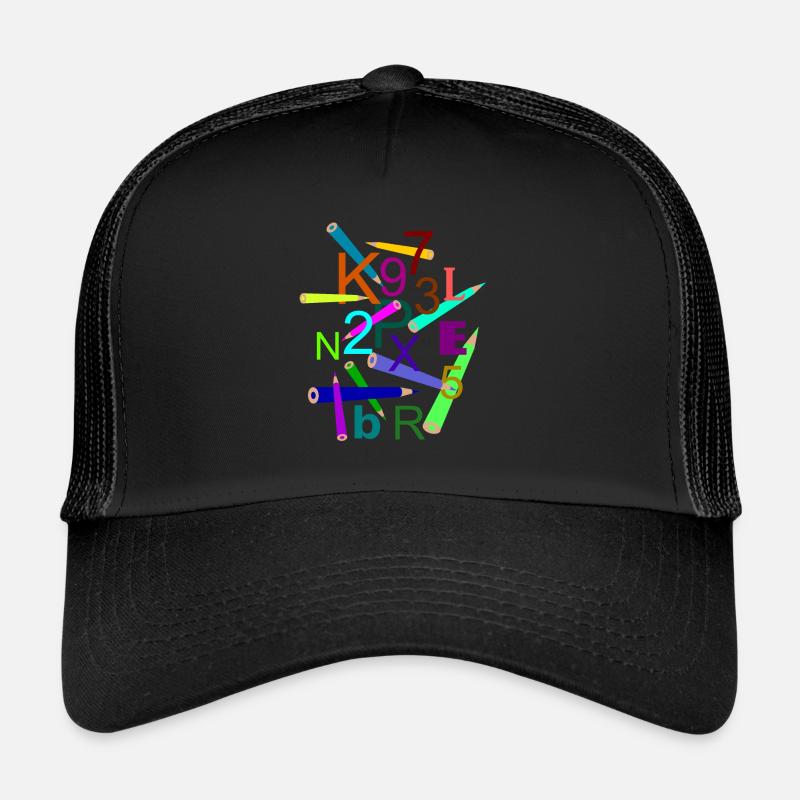 Fleda Maus Design: Buchstaben, Zahlen und Stifte Trucker Cap