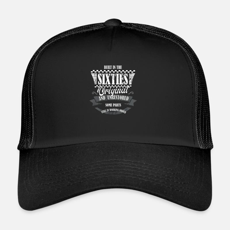 Build in the sixties - 60er - Geburtstag - Trucker Cap - Schwarz/Schwarz